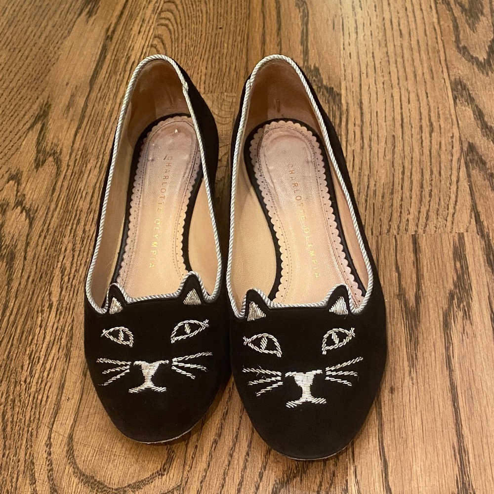 Charlotte Olympia Black Cat Face Flats